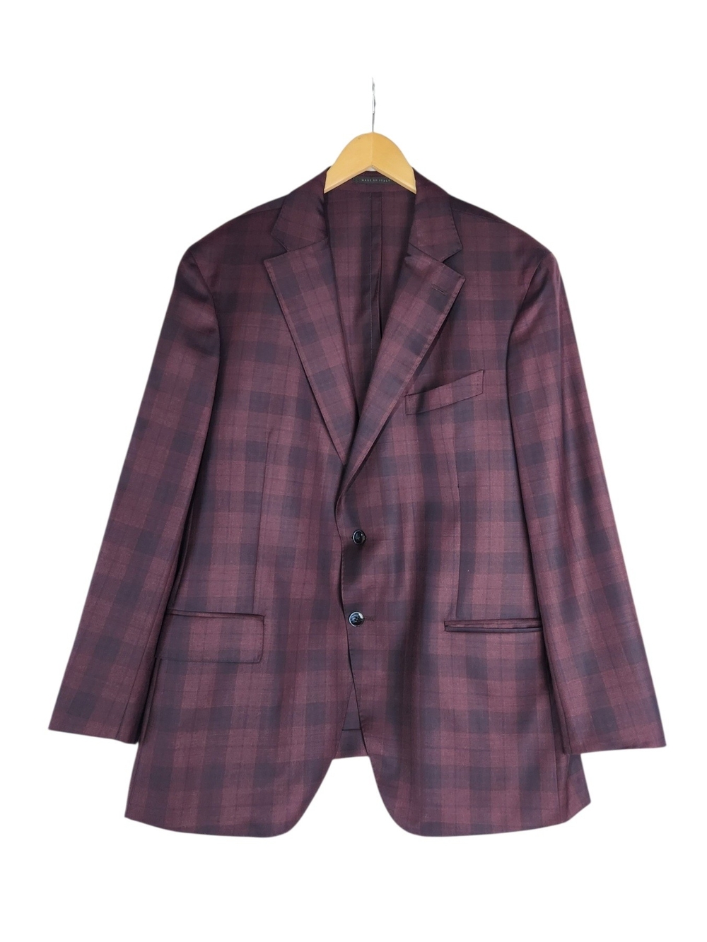 Luigi Bianchi Mantova Burgundy Plaid Blazer